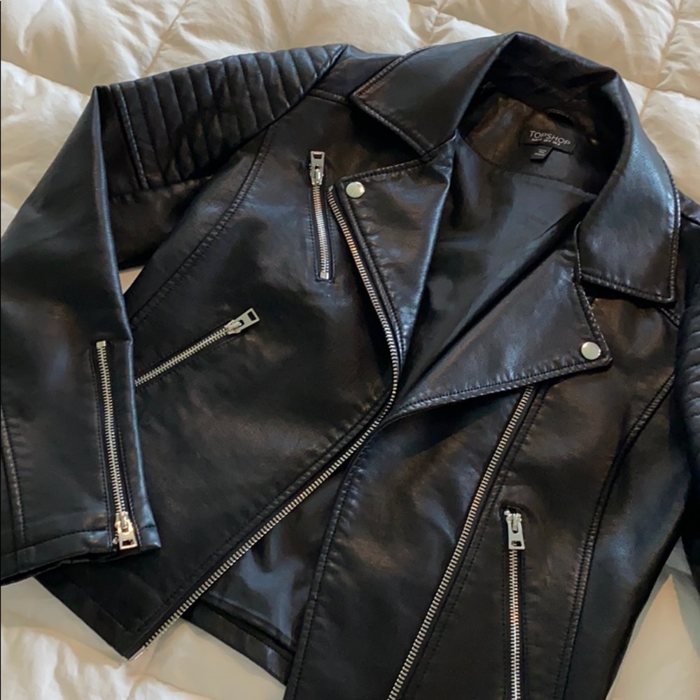 TOP SHOP faux leather biker jacket